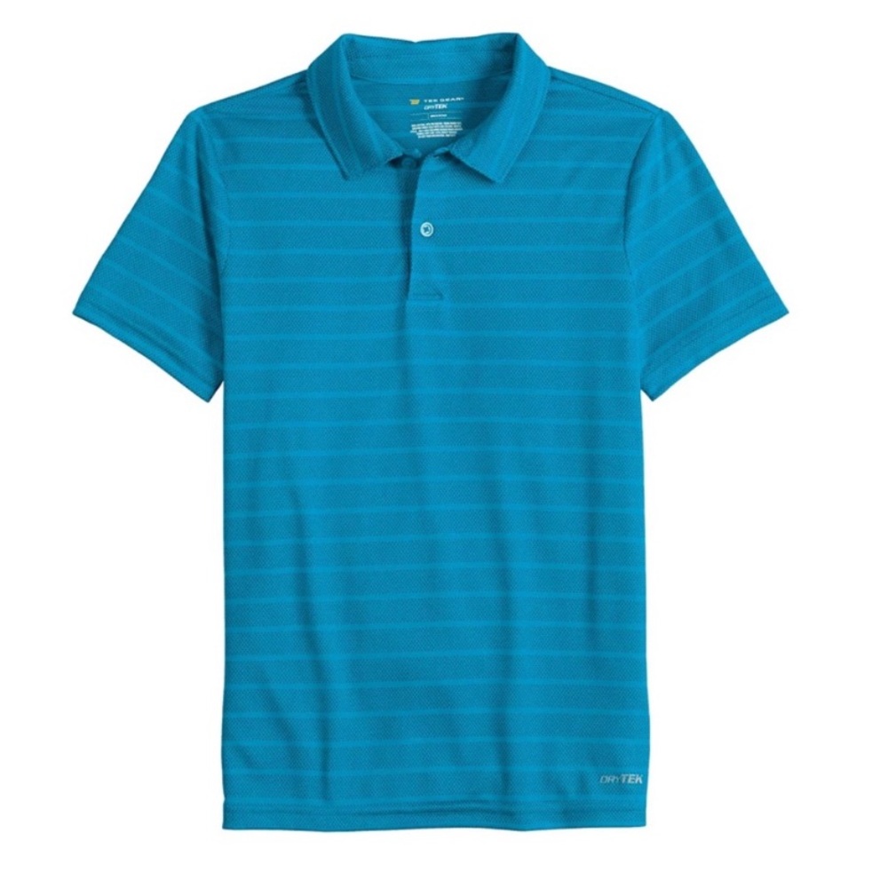 Tek Gear Boys Youth XL 18/20 Blue Striped Polo Shirt